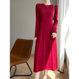 Phong Cách Mới Áo Len Dệt Kim Dài Tay Đầm Nữ Thu Đông Phong Cách Mới Mỏng Hơn Nhìn Tính Khí Wester