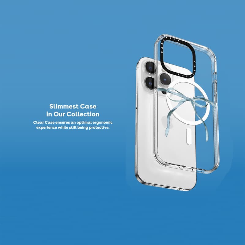 Casetify X Nơ Xanh Hút Từ Tính Trong Suốt Cứng Acrylic Lưng TPU Edge Ốp Lưng Điện Thoại Ốp Lưng Tác Động Cho Apple IPhone 13 14 15 Pro Max
