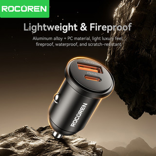 Bộ sạc xe hơi Mini USB Rocoren PD 35W QC 30W Type C USB Sạc nhanh cho điện thoại trên ô tô