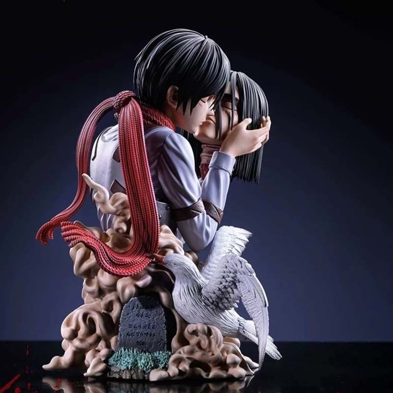 Người khổng lồ tấn công Nụ Hôn tử thần ôm đầu Mikasa Ackerman Mô hình tượng đôi đồ trang trí thời thượng