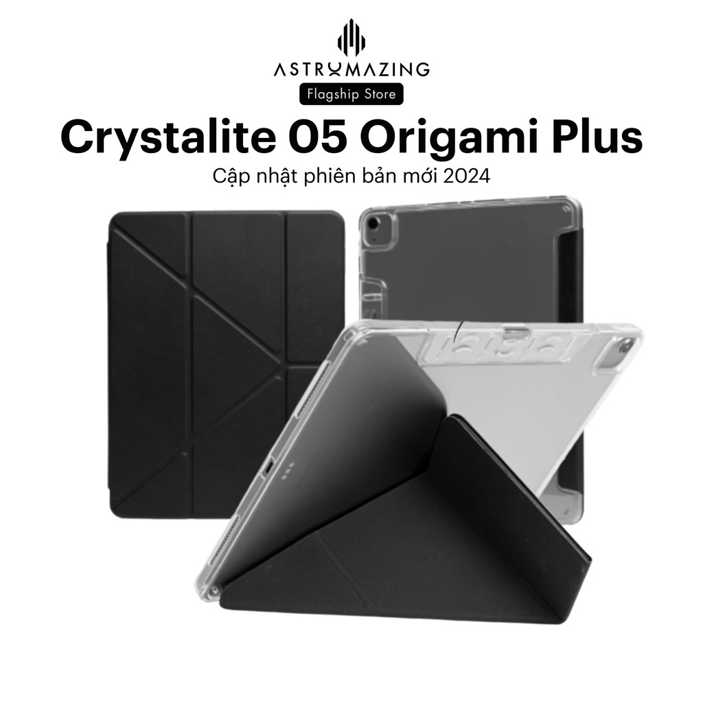 [CrystaLite 05] Bao da cover AstroMazing gập Origami khay bút ẩn cho ...