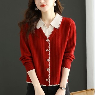Mới Rời Mỏng Hơn Nhìn Giả Hai Mảnh Hàng Đầu Nữ Thu Đông Thời Trang Cổ Búp Bê Dệt Kim Đáy