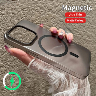 Ốp điện thoại mờ siêu mỏng cho iPhone 16 15 14 Pro Max 13 12 11 Pro Max Plus Vỏ cứng chống sốc trong suốt từ tính
