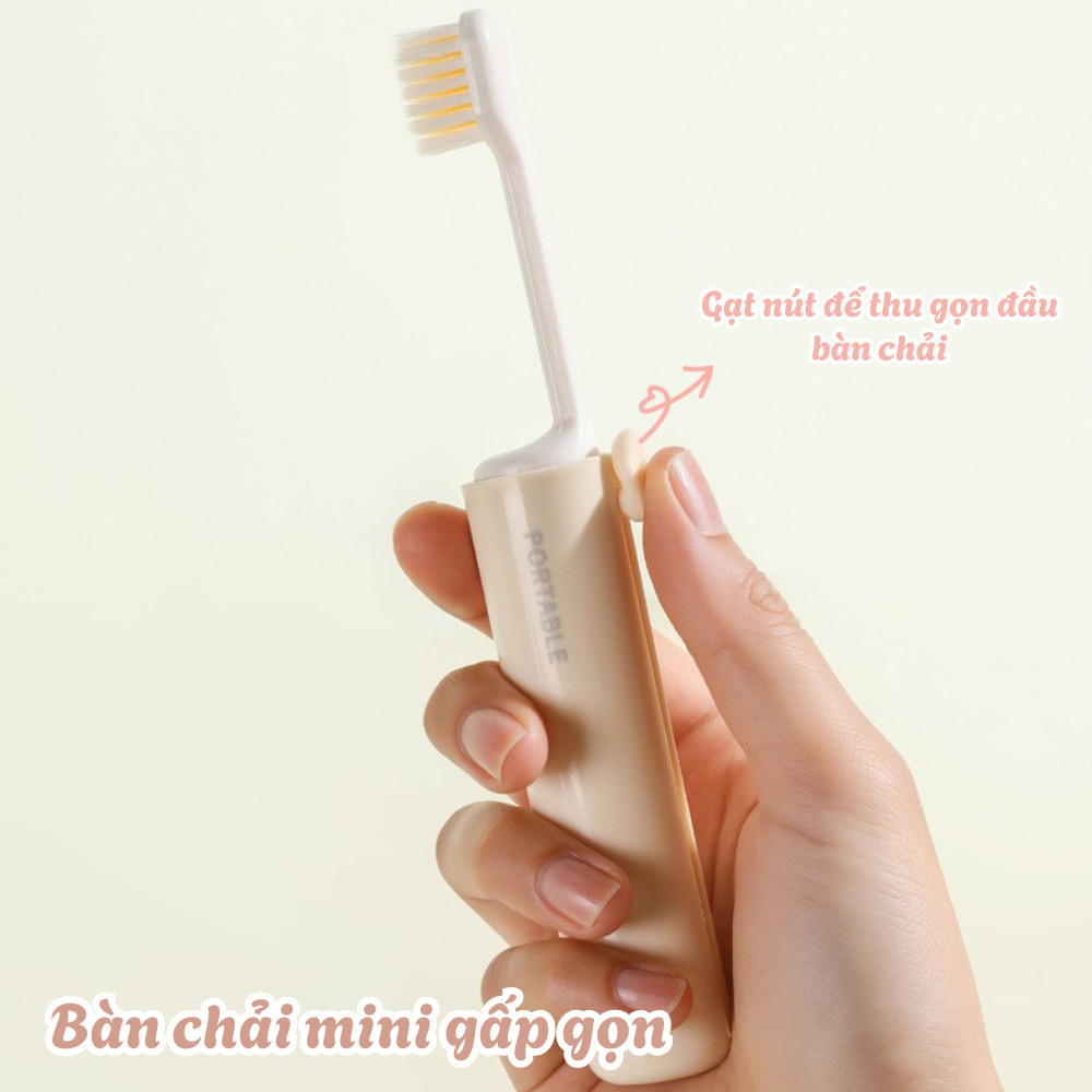Bàn Chải Đánh Răng Gấp Gọn Tích Hợp Kem Đánh Răng 2in1 Lông Mềm Nhỏ Gọn Tiện Dụng Mang Du Lịch Dinohome