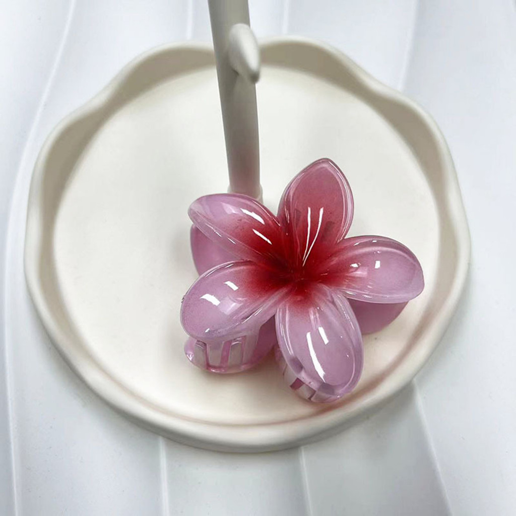 Nhựa Frangipani Tóc Móng Vuốt Kẹp Đuôi Ngựa Giá Đỡ Màu Gradient Cá Mập Kẹp Cho Nữ Và Bé Gái Sử Dụng Hàng Ngày