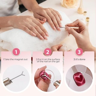 Nam châm trái tim cho sơn Gel mắt mèo Công cụ nghệ thuật làm móng từ tính cho hiệu ứng mắt mèo tuyệt đẹp Bộ dụng cụ làm móng tay tự làm với gậy hướng dẫn hình chữ Y Nam châm làm móng để sử dụng tại nhà và Salon kim loại