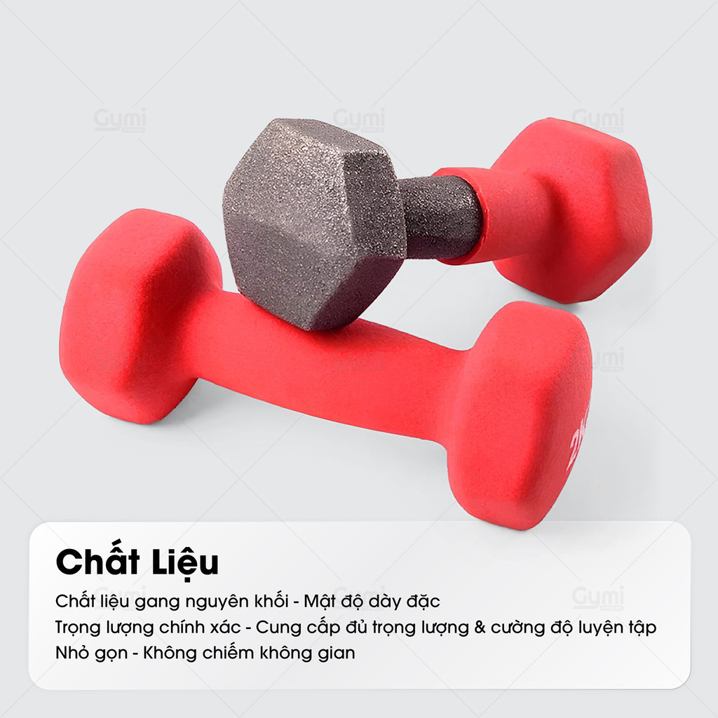 [1 Cái] Tạ Tay Nữ Bọc Cao Su Chống Trượt - Tạ Gang Tập Gym Yoga 1kg, 2kg, 3kg, 5kg - GYMI- DỤNG CỤ TẬP GYM - TaTay