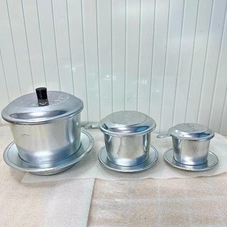 Phin cafe, phin pha cà phê cafe nhôm to cỡ lớn đại loại đẹp sáng bóng giá rẻ - Size Trung, đai, cồ