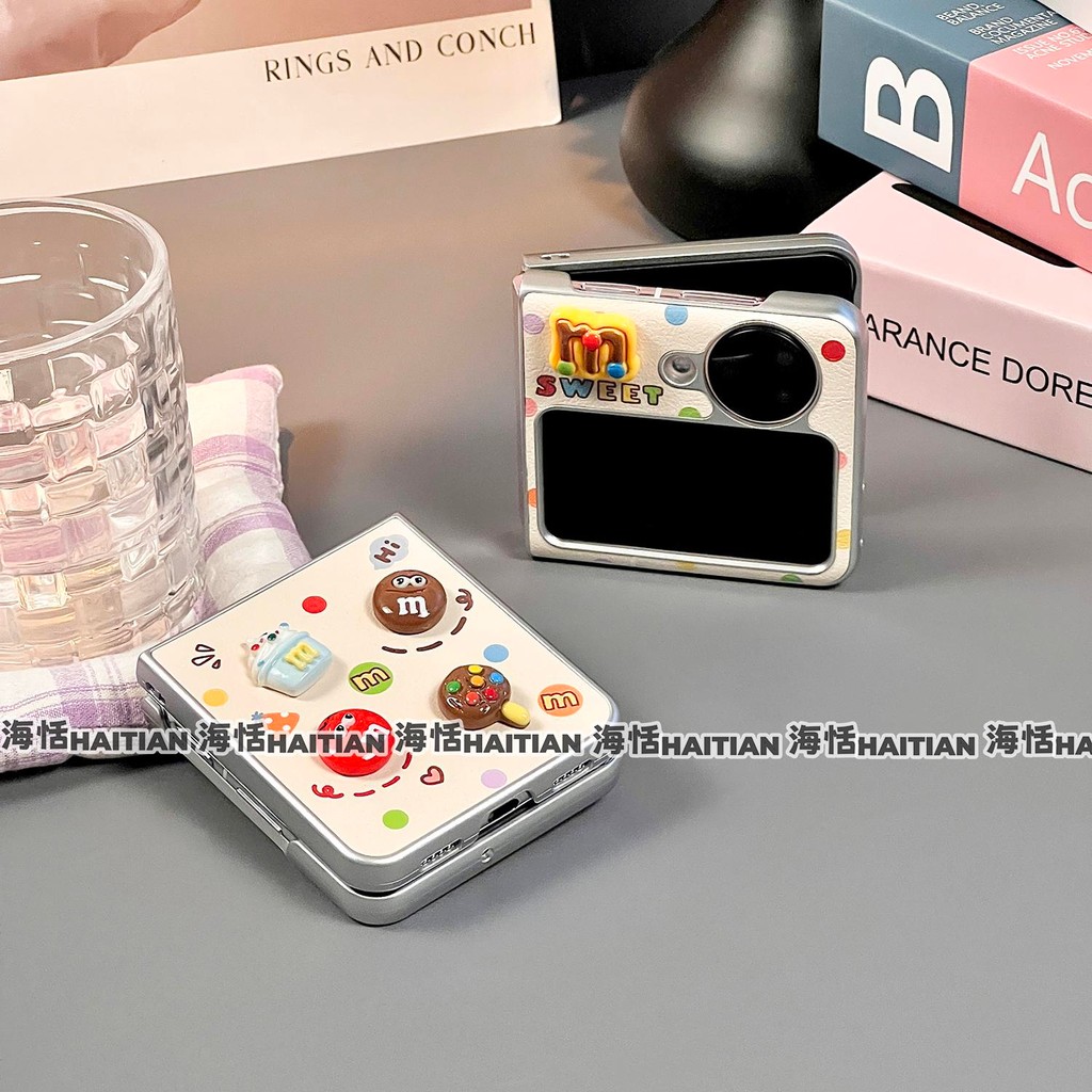 Thích hợp cho Samsung Galaxy Zflip7 3D Vỏ điện thoại kẹo ba chiều Vỏ gấp dây buộc cho ZFlip 6 5 4 3 5G N3Flip MixFlip 2 Vỏ bảo vệ cứng