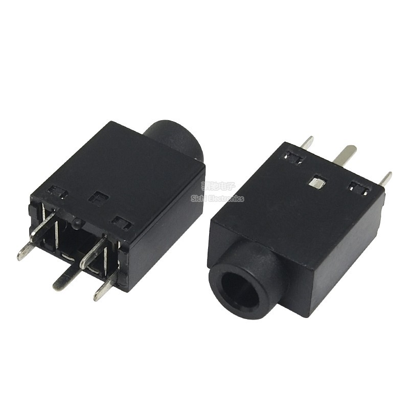 3.5 PJ-358 Ổ Cắm Tai Nghe Dọc Loại Pin Ổ Cắm Âm Thanh Dọc Đen 180 Độ Pin 5P