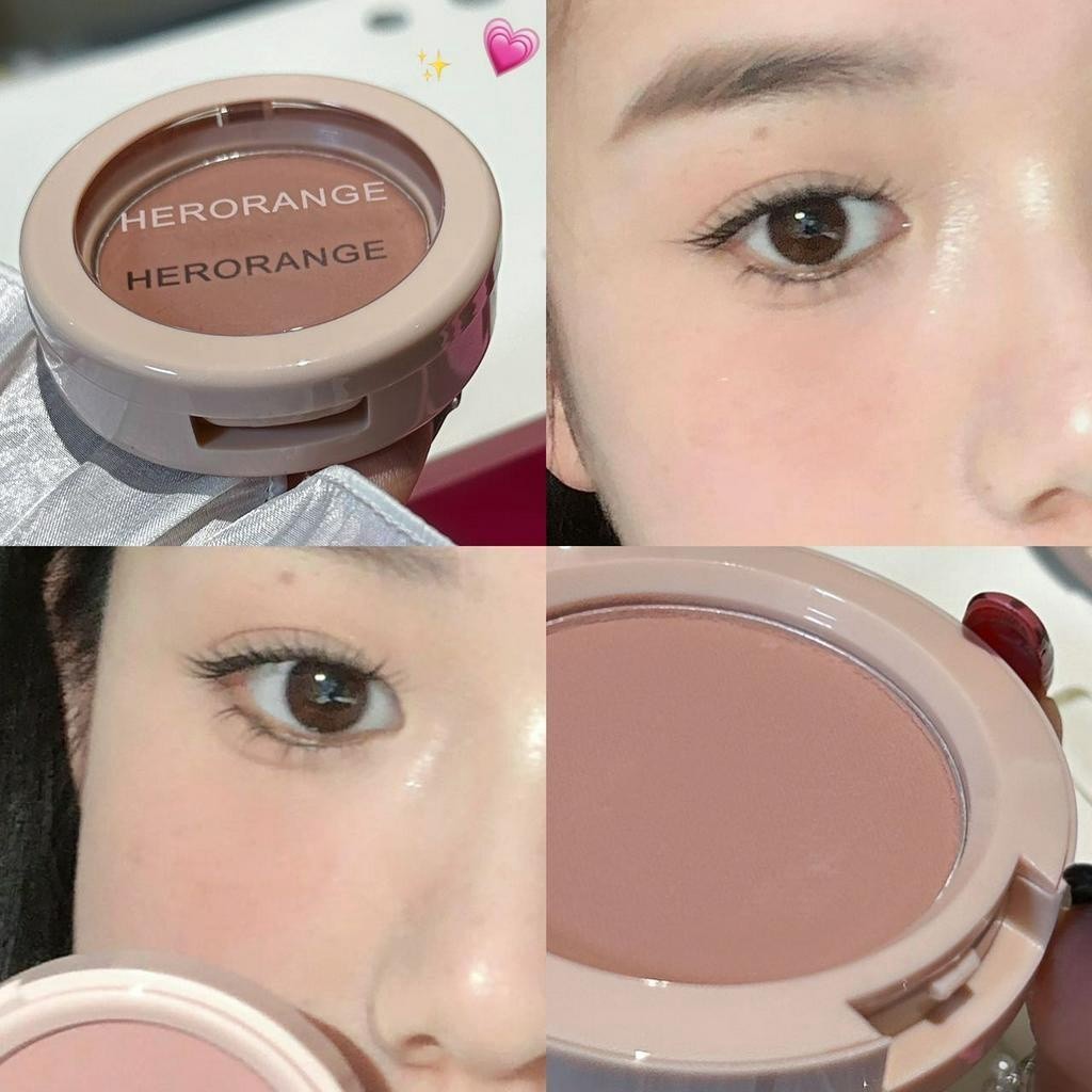 Bảng phấn má hồng đơn sắc độ bão hòa thấp Herorange Kết xuất màu tự nhiên lâu trôi Không dễ dàng tháo rời Phấn trang điểm Sửa chữa tất cả @ -