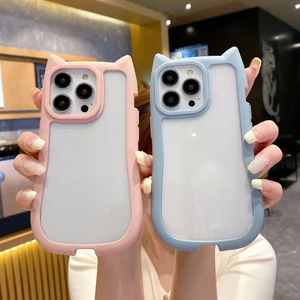 Ốp điện thoại IPhone 16 Vỏ bảo vệ Tai mèo Apple 16 PRO MAX Màu trơn đơn giản 15 Pro Vỏ chống sốc PC 14PM Vỏ điện thoại