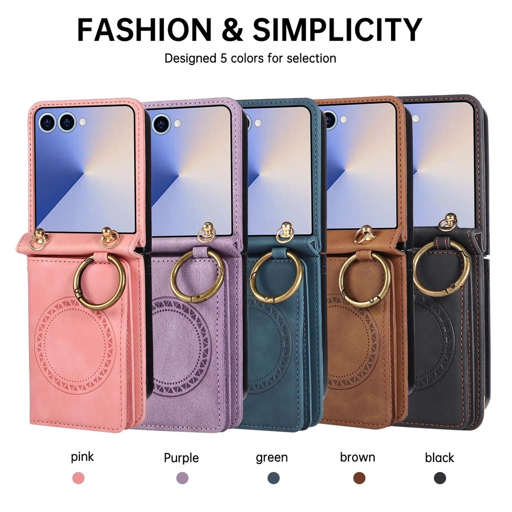 Ví Da Có Đựng Thẻ Ốp Lưng Điện Thoại Samsung Galaxy Z Flip 7 6 5 4 3 ZFlip7 Flip6 Flip5 Túi Đeo Ngang