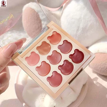 9 Màu Matte Velvet Lip Mud Palette Lip and Cheek Dual Use Lip Mud cho Lady Beauty Lip Makeup