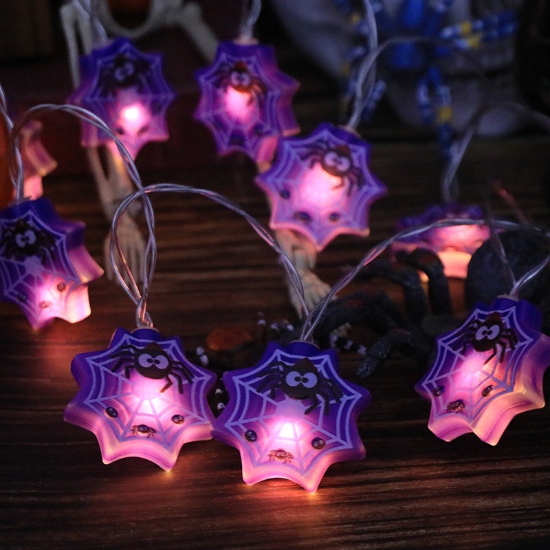 Đèn Halloween chạy bằng pin - 10 Phụ kiện bí ngô & ma đầy màu sắc, Đèn dây nhựa bền 1,5M để trang trí bàn / tường / cây, không cần dây
