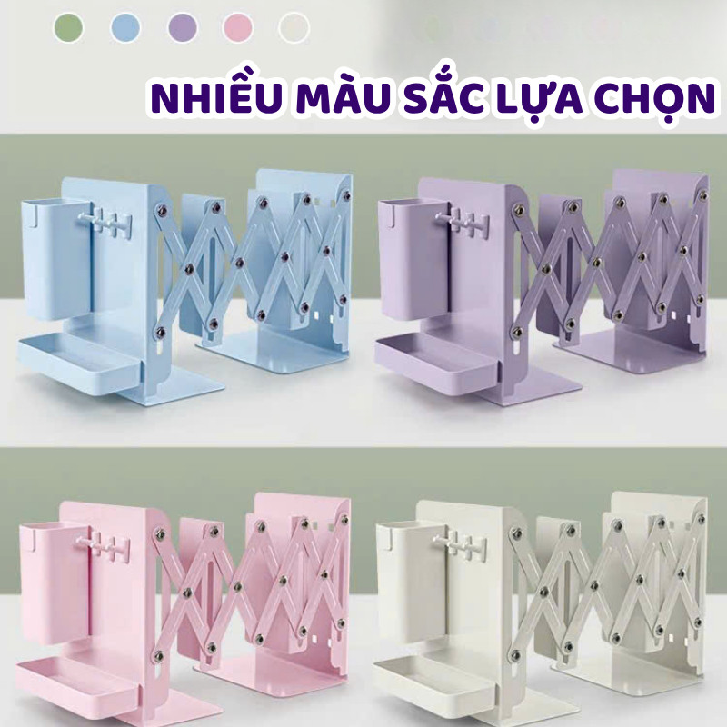 [NÂNG CẤP] Kệ Sách Để Bàn Gấp Gọn 3 Ngăn Bằng Thép Dày Chịu Lực Tốt Chắc Chắn Kèm Ống Cắm Bút