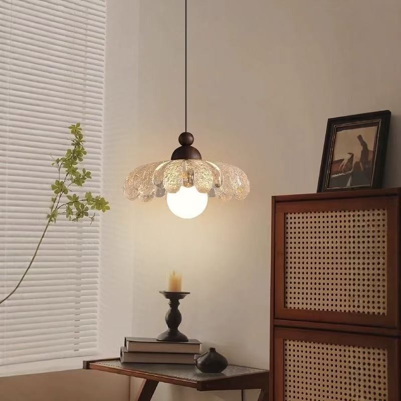 Đèn chùm trần quả óc chó cổ điển, Đèn mặt dây chuyền cánh hoa bằng nhựa thẩm mỹ thời trung cổ, quầy Bar, phòng khách, đầu giường, đèn thả trang trí quán cà phê