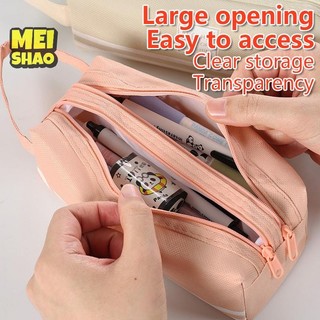MeiShao Hộp Đựng Bút Chì Di Động Hai Lớp Vải Oxford Dây Kéo Đôi Túi Đựng Bút Chì Dành Cho Học Sinh Trở Lại Trường Bảo Quản Văn Phòng Phẩm Cung Cấp