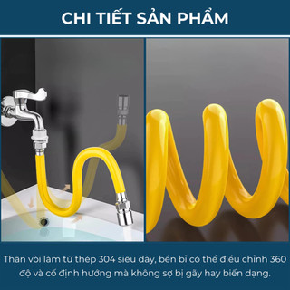 Vòi Nối Dài Tăng Áp Xoay 360° 2 Chế Độ Xịt – Lõi Van Inox Chống Gỉ | 360° Rotating Faucet Extension, 2 Spray Modes