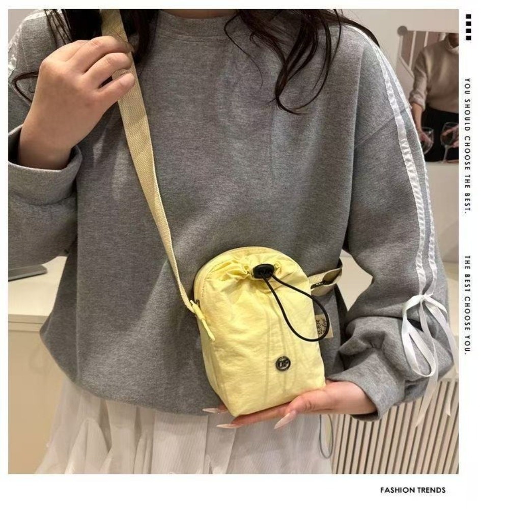 Túi đeo vai đơn CPINCP, Túi đeo chéo vải Nylon thông thường, Dây rút đa năng Phong cách thể thao Túi đựng chai nước màu trơn Unisex
