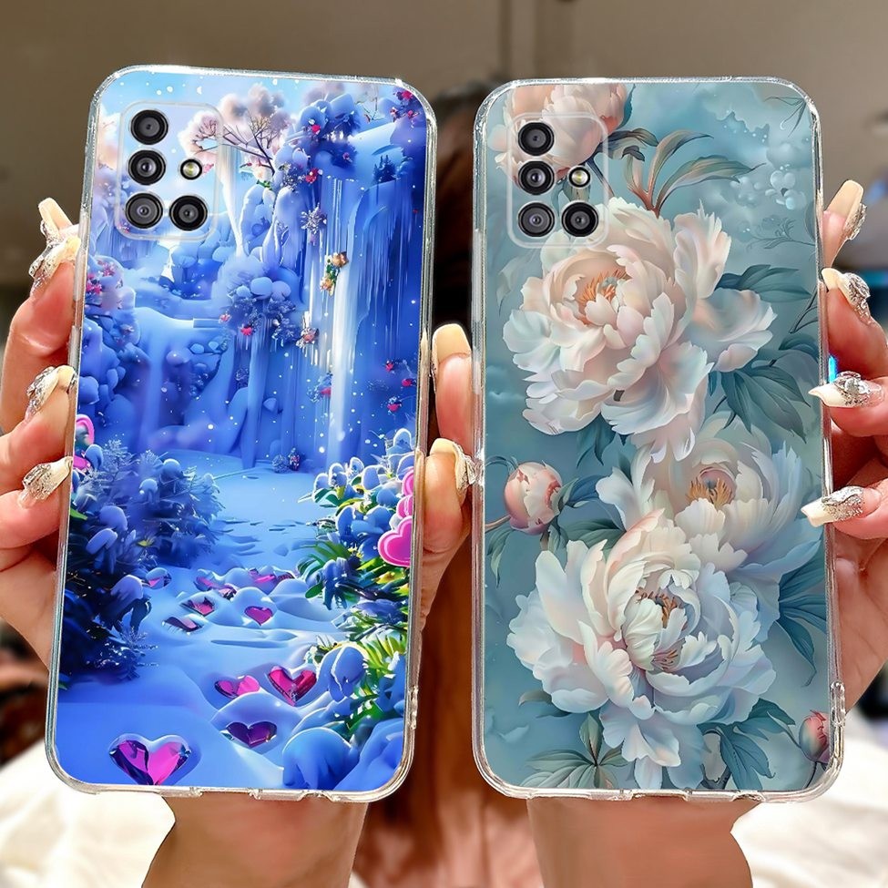 Dành Cho Samsung A51 5G Ốp Lưng SM-A516N Trong Suốt Thẩm Mỹ Mèo Dễ Thương Thời Trang Hoa Sơn Ốp lưng Samsung Galaxy A51 5G
