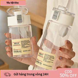 [COD] Bình Đựng Nước MUJI – Trong Suốt, Có Quai Silicone, Chống Tràn, Tiện Mang Đi Du Lịch/Học Tập