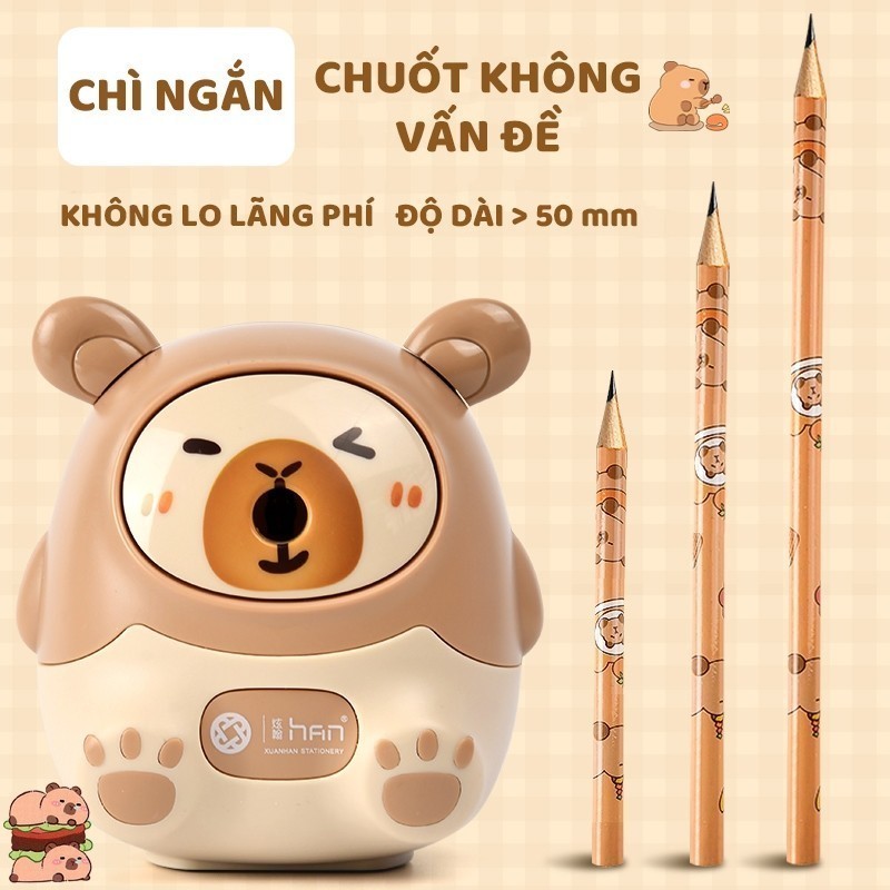 Gọt Bút Chì Quay Tay Tự Động - Chuốt Bút Chì Đa Năng Cho Bé, Lưỡi Sắc Bền, An Toàn, Phù Hợp Các Loại Chì