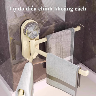 Giá treo khăn 3 thanh xoay 180°,  Hút chặt tường, chịu lực tốt, Tối ưu hóa không gian