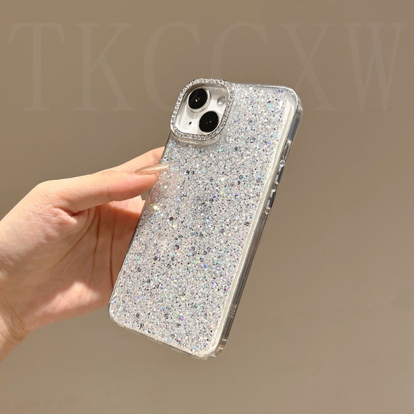 Ốp điện thoại kim cương lấp lánh sang trọng cho Samsung Galaxy A36 A56 A16 A26 M16 F16 A06 A55 A35 A25 A15 F15 M15 A05S M14 A05 M05 F05 Vỏ xi măng lá bạc Bling