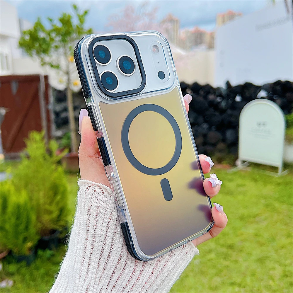 Ốp Điện Thoại Từ Tính Chuyển Đổi Ống Kính Kim Loại Cho iPhone 17 Air 16 13 Pro Max 12 11 14 Plus 16E Ốp Lưng Trong Suốt Nhiều Màu Sắc