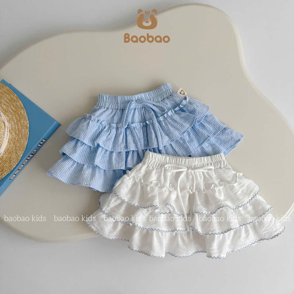 [BAOBAO-HÀNG SẴN] CHÂN VÁY NGẮN XOÈ XẾP TẦNG LƯNG THUN XINH XẮN CHO BÉ YÊU - MZ2003