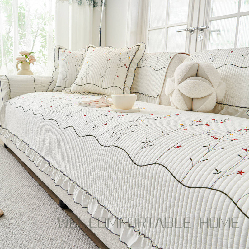 123 Người Nguyên Chất Cotton Sofa Đệm Hình Chữ L Kết Hợp Sofa Chống Trơn Trượt Đệm Bao Nhỏ Tươi Cao Cấp Bao Khăn Vải