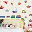 Decal dán tường ô tô các loại cho bé - Tranh dán tường (4 hình to và 4 hình nhỏ) gổm 2 tờ 32*43