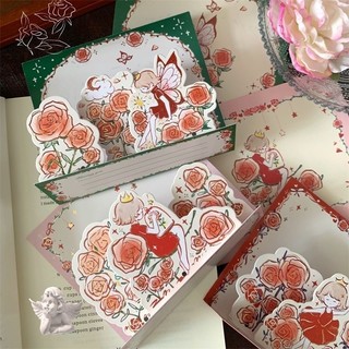 Thiệp Chúc Mừng Sinh Nhật Vintage Xinh Giấy Hoa Hồng Đỏ Hoàng Tử Bé Tặng Kèm Sticker Timo GQ56