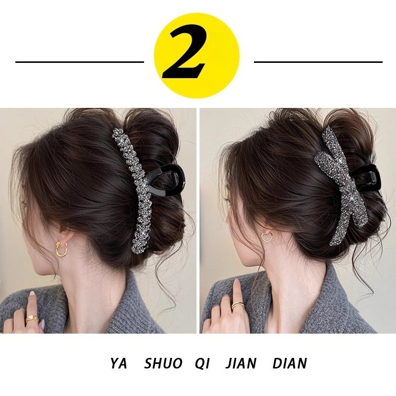 2025 Phong Cách Mới Kẹp Tóc Lớn Nơ Đen Kẹp Tóc Nữ