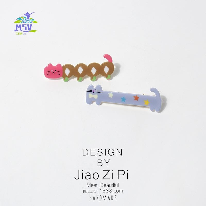 2 Kẹp Tóc Mèo Dài Ngộ nghĩnh - Hoạt Hình Mỏ Vịt Barrettes Cho Nổ Bên Tóc