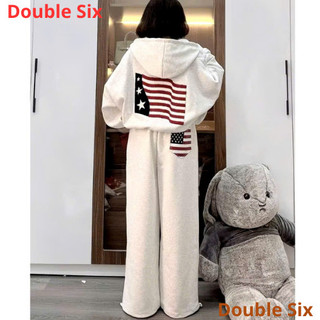 Bộ Nỉ Cờ Mỹ .(Double - Six) . Áo Khoác Nỉ Quần Ống Suông Dày Dặn Dáng Rộng