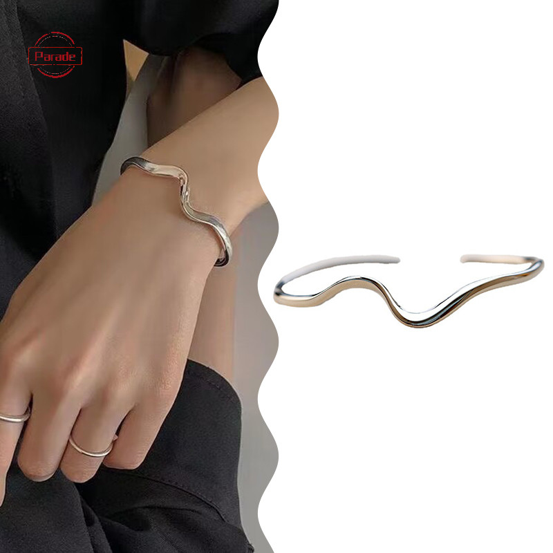 Vòng đeo tay Mobius bạc bóng không đều có thể điều chỉnh Dây đeo cổ tay cá tính dành cho nữ VN