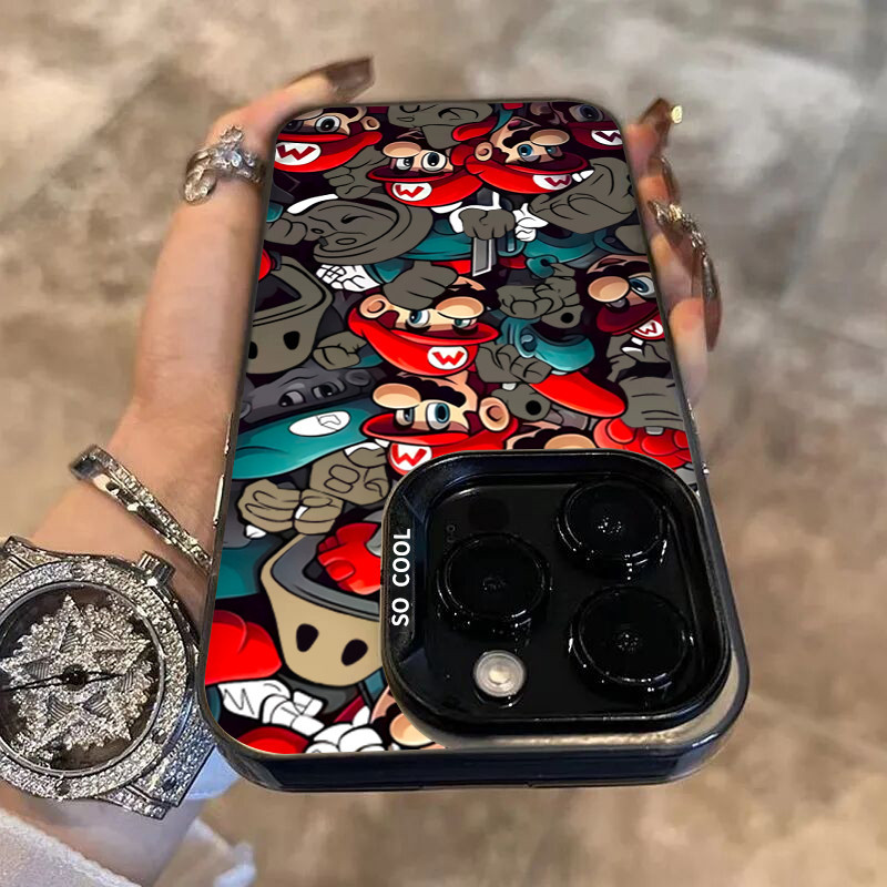 Vỏ Tương Thích Cho Realme C63 C65 C53 C35 C15 Note 60 50 C67 C55 C51 C21Y C11 C25 C17 C12 5i 8i 6i 5 7i C25Y C33 C30 C21 Narzo 50A Vỏ Cứng Mạ Kim Loại Hoạt Hình Supermaria