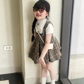 S49-[tomnaukid] Set áo phối yếm váy carro cho bé gái size từ 8-30Kg