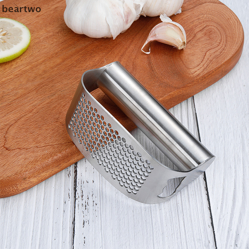 < Beartwo > Máy ép tỏi bằng thép không gỉ Hướng dẫn sử dụng Máy ép tỏi gừng Máy nghiền tỏi Cutg Dụng cụ cắt nhỏ Tiện ích nhà bếp Đẹp