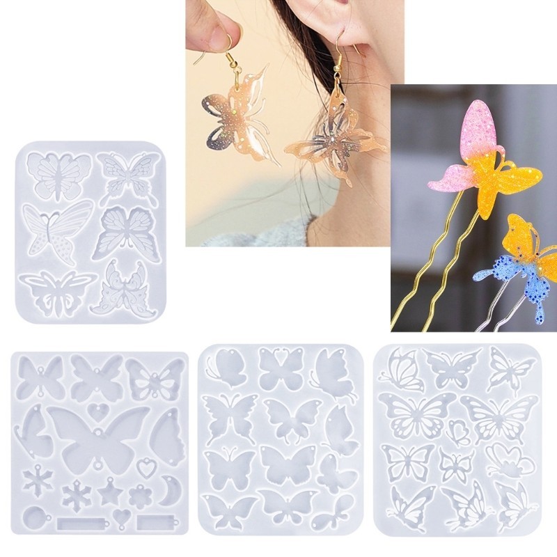 Flgo Bông Tai Thời Trang Khuôn Silicon Tùy Chỉnh Bướm Earwear Khuôn Trang Sức Khuôn