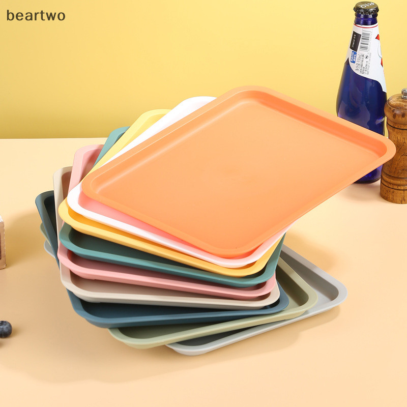 < Beartwo > Pallet Hình Chữ Nhật Bắc Âu Khay Phục Vụ Thực Phẩm Bằng Nhựa Nhiều Màu Khay Bảo Quản Hộ Gia Đình Nhà Bếp Trái Cây Món Tráng Miệng Khay Đẹp