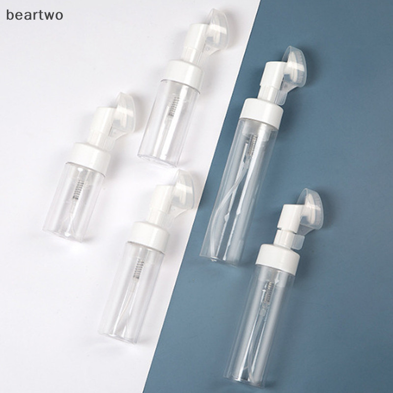 < Beartwo > Chai bơm tạo bọt rỗng 100 / 150 / 200ml với bàn chải silicon Loại ép làm sạch da mặt Chai xốp đẹp