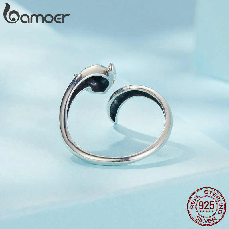 Bamoer 925 Sterling Sliver Mở Nhẫn Cáo Trang Sức Thời Trang Tinh Tế Quà Tặng Cho Nữ