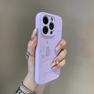 Ốp điện thoại silicon lỏng Luxury Line Dachshund cho iPhone15 Pro Max 14 13 12 11 Pro Max Vỏ bảo vệ camera chống sốc bao gồm mặt sau mềm