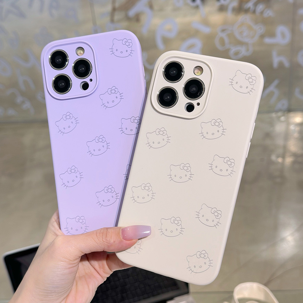 Ốp điện thoại silicon lỏng toàn màn hình Cat Avatar cho iPhone 15ProMax 15 Pro 15 14 13 12ProMax 11 Bảo hiểm toàn diện Vỏ Acrylic bảo vệ chống sốc