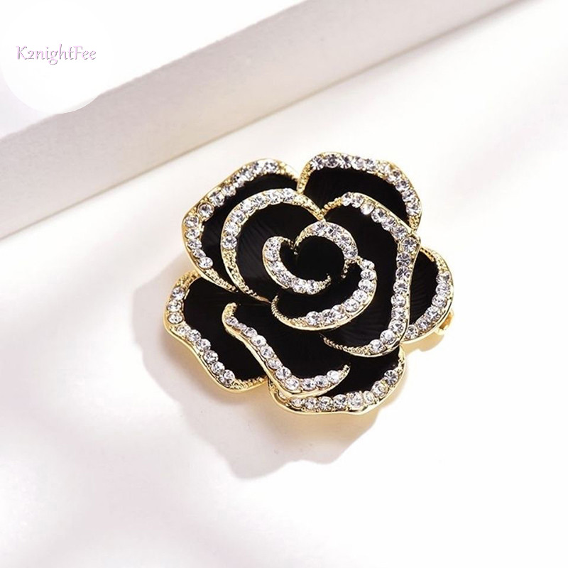 K2nightfee 1 Kim Cương Giả Hoa Camellia Trâm Cài Cho Nữ Men Pin Trang Sức Thời Trang VN