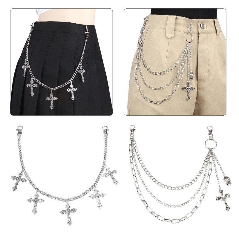 Li MultiLayer Bông Tai Kẹp Quần Dây Xích Chéo Punk Dây Xích Quần Jean Dây Xích Cho Egirl Eboy Thoáng Mát Thẩm Mỹ Dây Xích