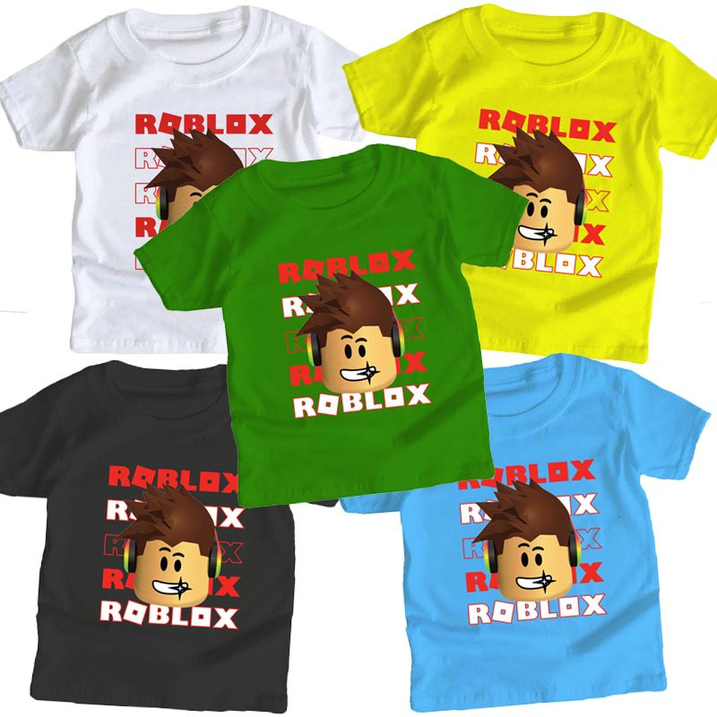 Roblox phim hoạt hình in trẻ em Vòng cổ T-shirt, trẻ em ngắn tay áo thể thao